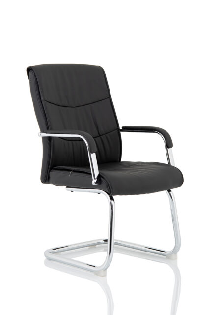 OE - Carter Medium Back Black Leather Cantilever Visitor Office Chair with Arms
